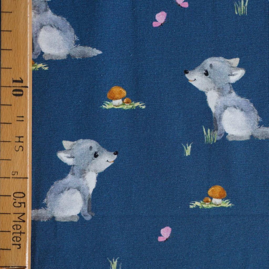 Baumwolljersey kleiner Wolf blau – FVJ